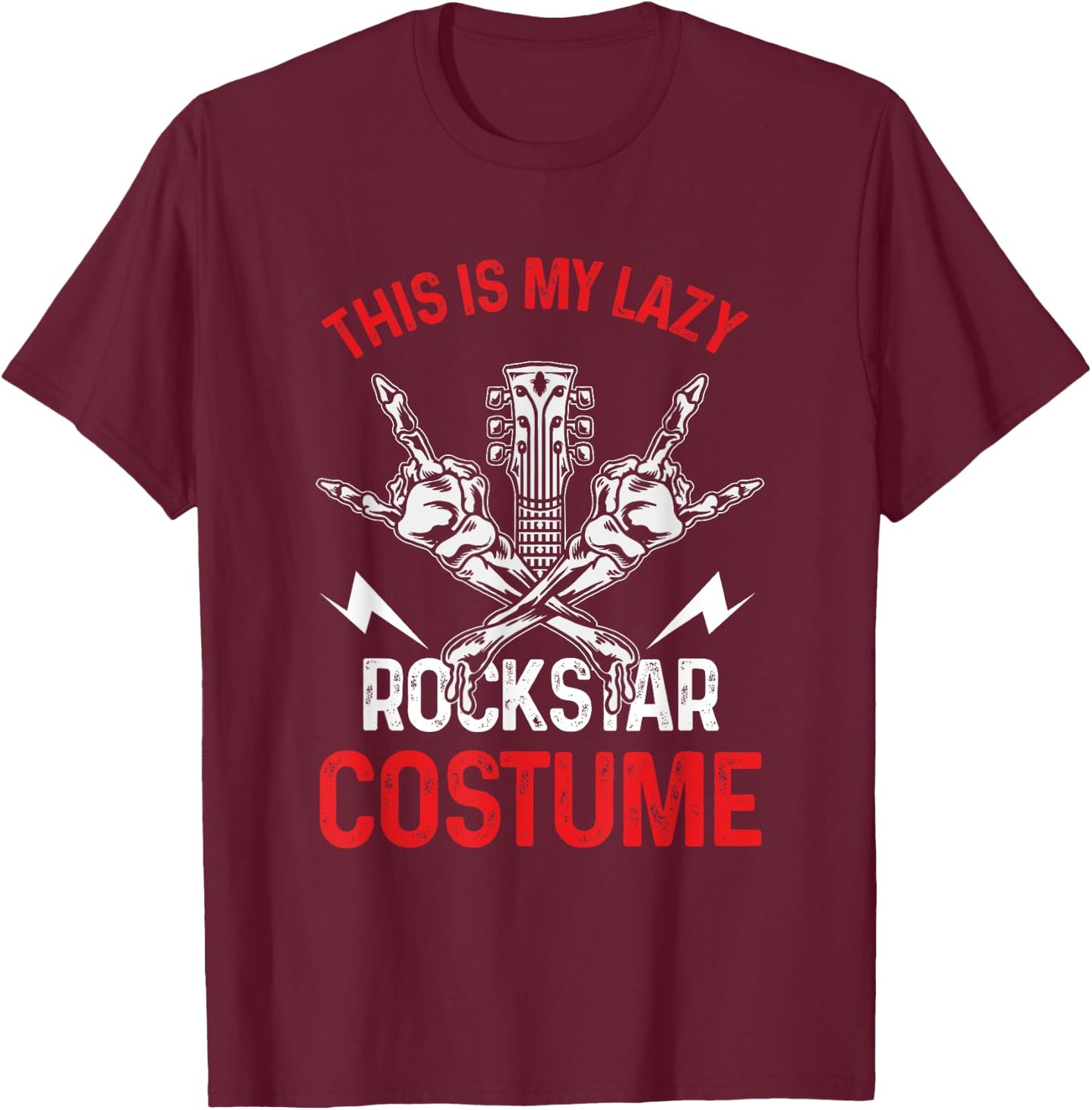 This Is My Lazy Rockstar Costume | Rock N Roll Guitarist T-Shirt - T-Shirt | Maroon