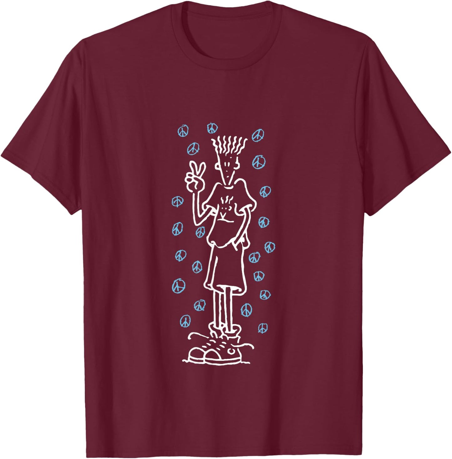 Fido Dido Multi Peace T-Shirt - T-Shirt | Maroon