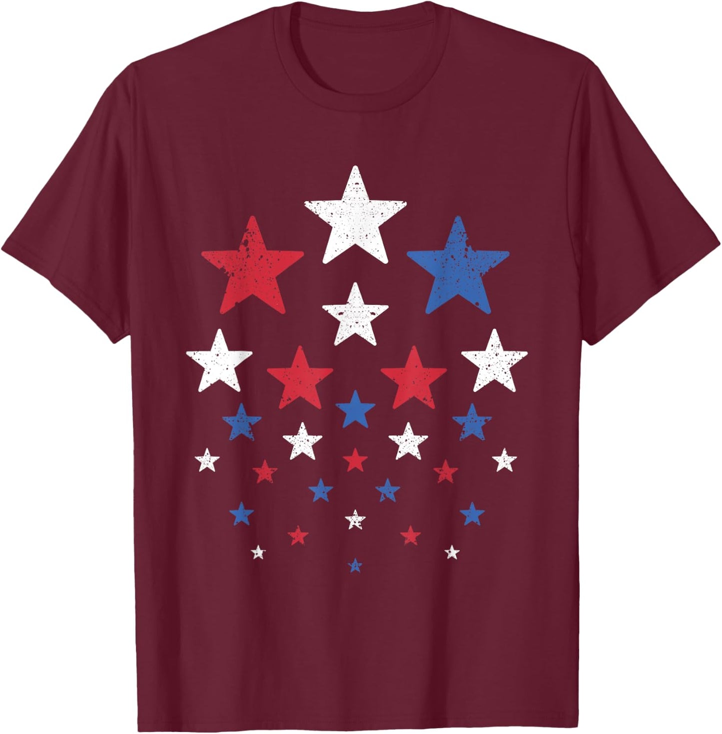 USA American Flag Patriotic Red White Blue Stars 4th of July T-Shirt - T-Shirt | Maroon