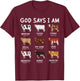 God Says I Am Cute Heifer Cow Bible Verse Christian T-Shirt - T-Shirt | Maroon