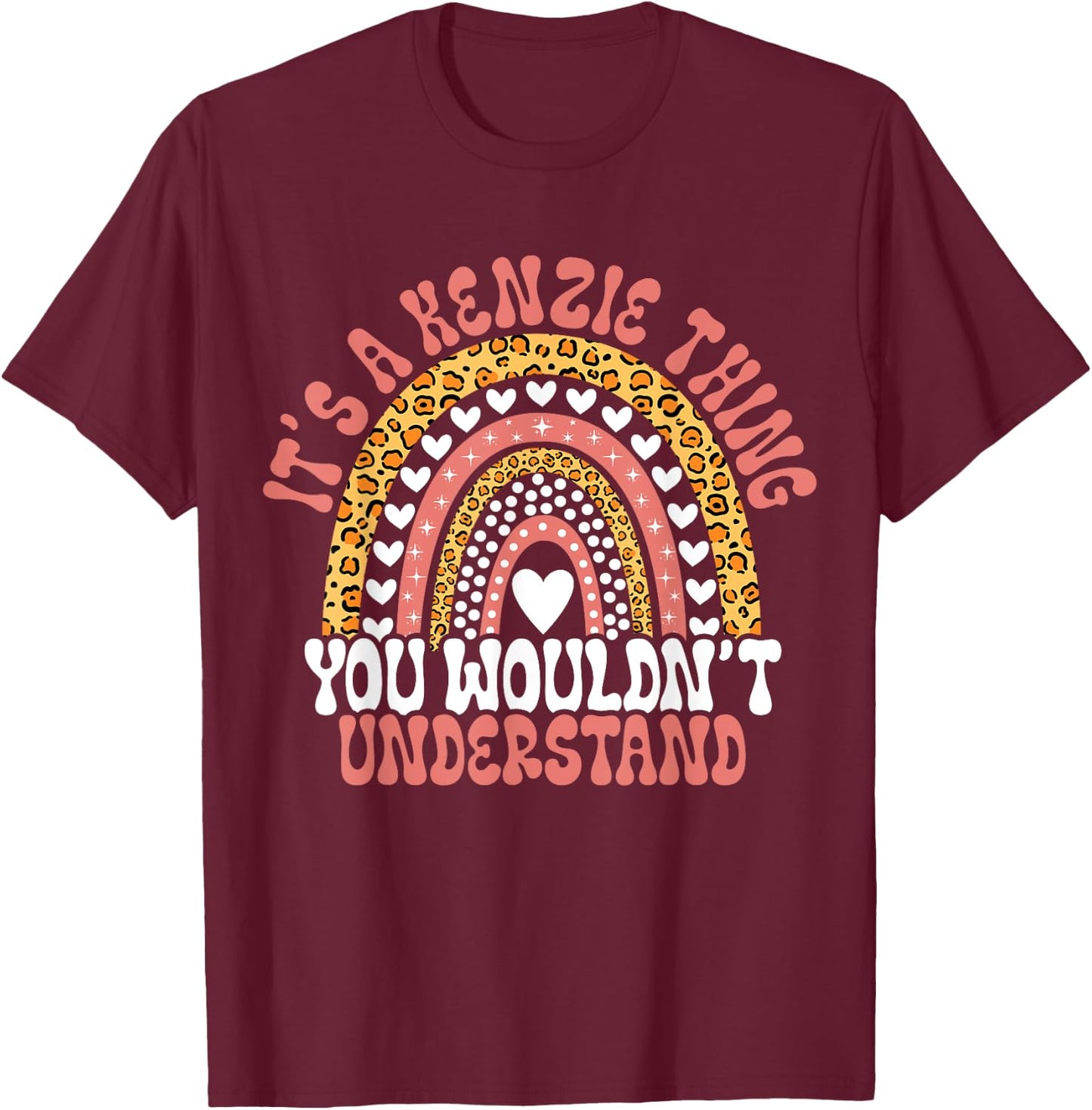 Funny Kenzie Name Leopard Funny Kenzie Birthday Quote Kenzie T-Shirt - T-Shirt | Maroon