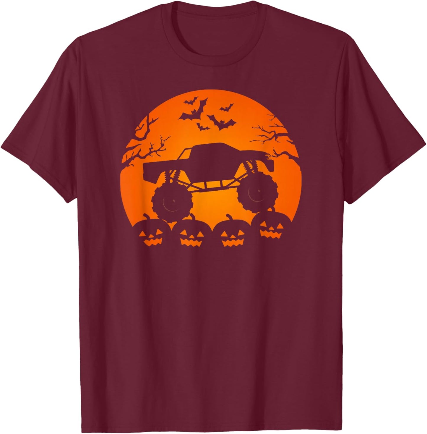 Monster Truck Trick Or Treat I Halloween T-Shirt - T-Shirt | Maroon