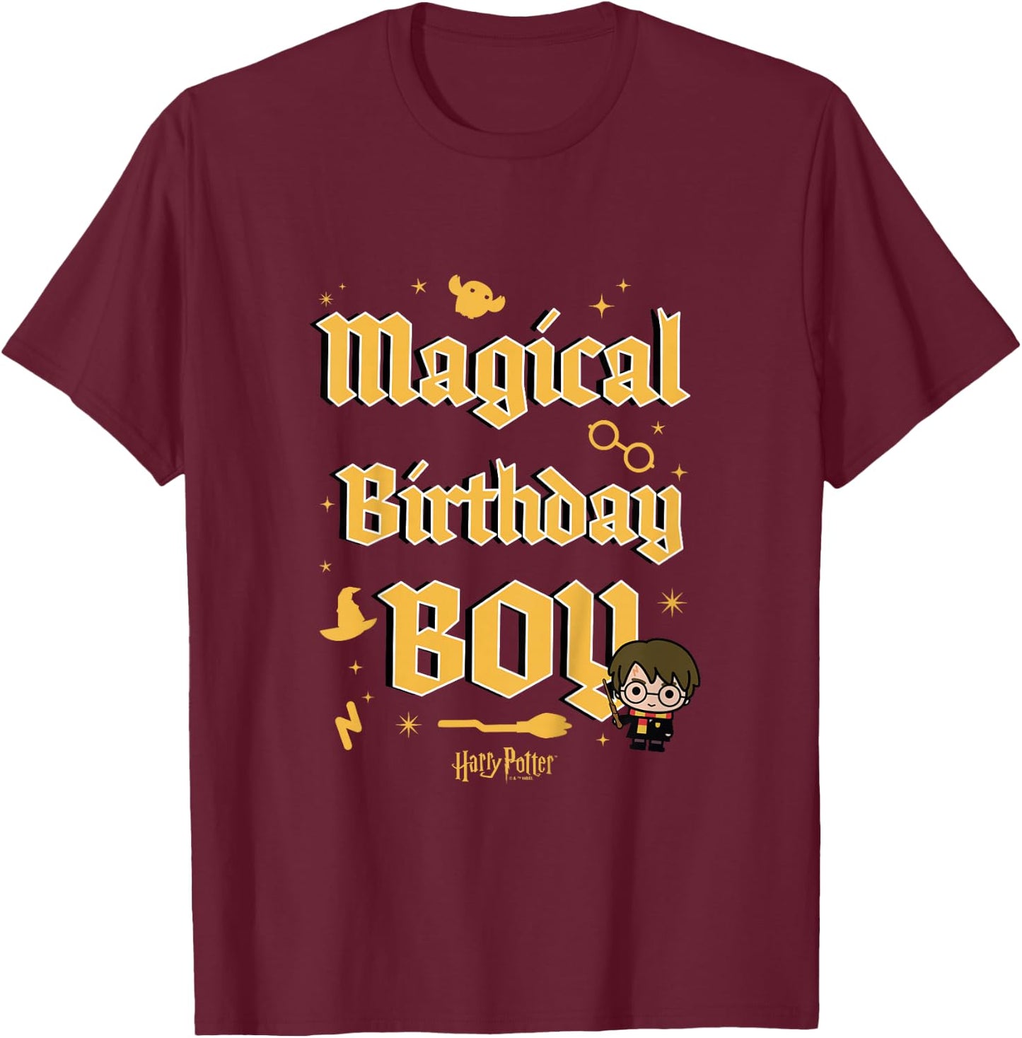Kids Harry Potter Magical Birthday Boy Chibi Harry Poster Youth T-Shirt - T-Shirt | Maroon