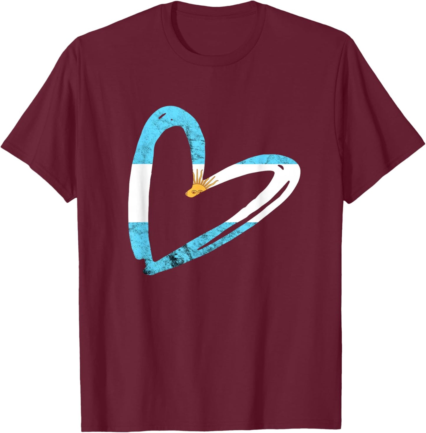 Argentinian Roots Heart Argentina Sun of May Argentina Flag T-Shirt - T-Shirt | Maroon
