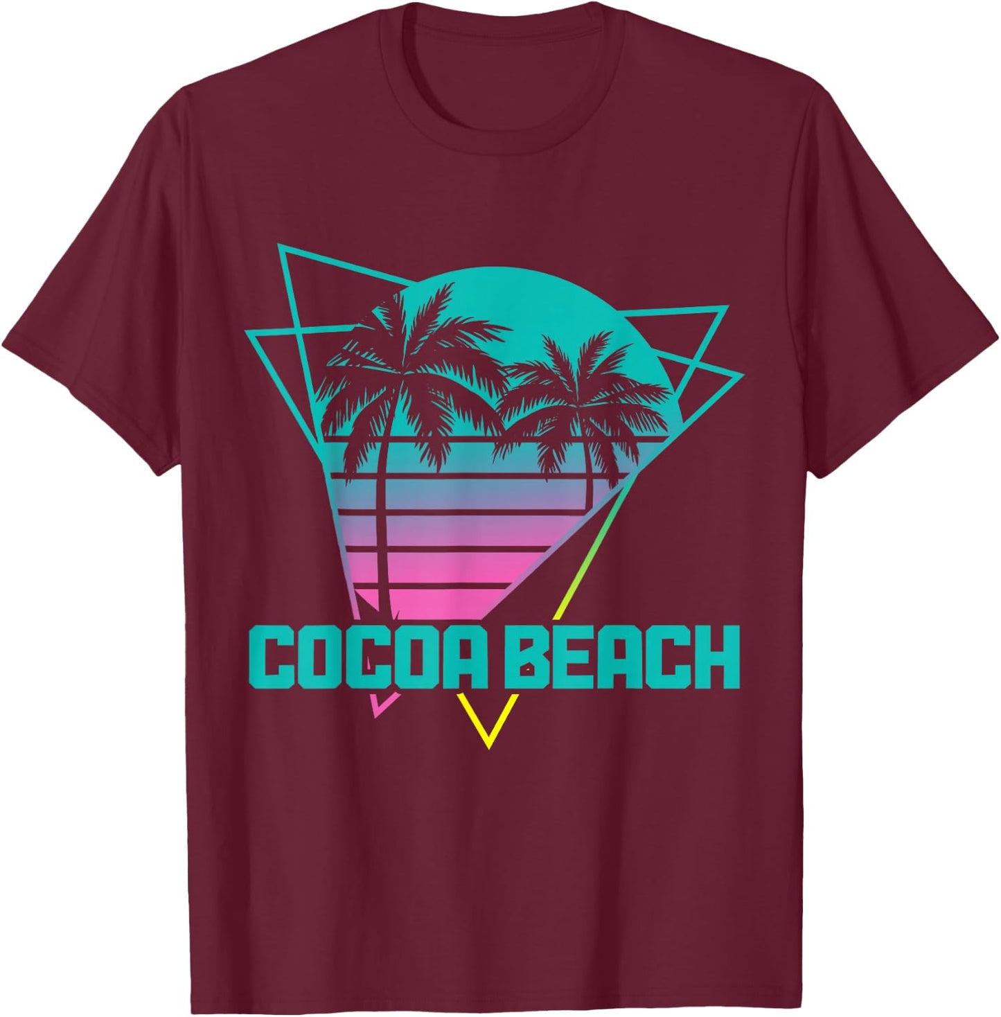 Cocoa Beach Florida Retro Vintage Surf 80s Souvenir Surfer T-Shirt - T-Shirt | Maroon