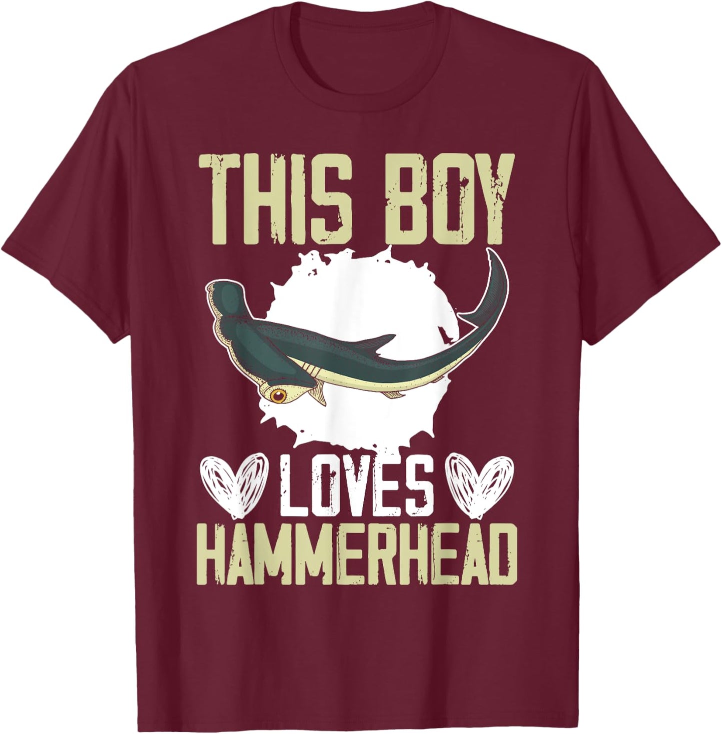 This Boy Loves Hammerhead Shark Marine Biology Animal T-Shirt - T-Shirt | Maroon