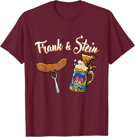 Frank & Stein Oktoberfest Funny Bratwurst Beer German Food T-Shirt - T-Shirt | Maroon
