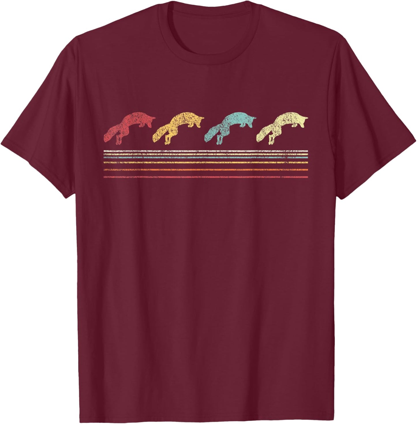 Retro Fox Lover Funny Fox Vintage T-Shirt - T-Shirt | Maroon