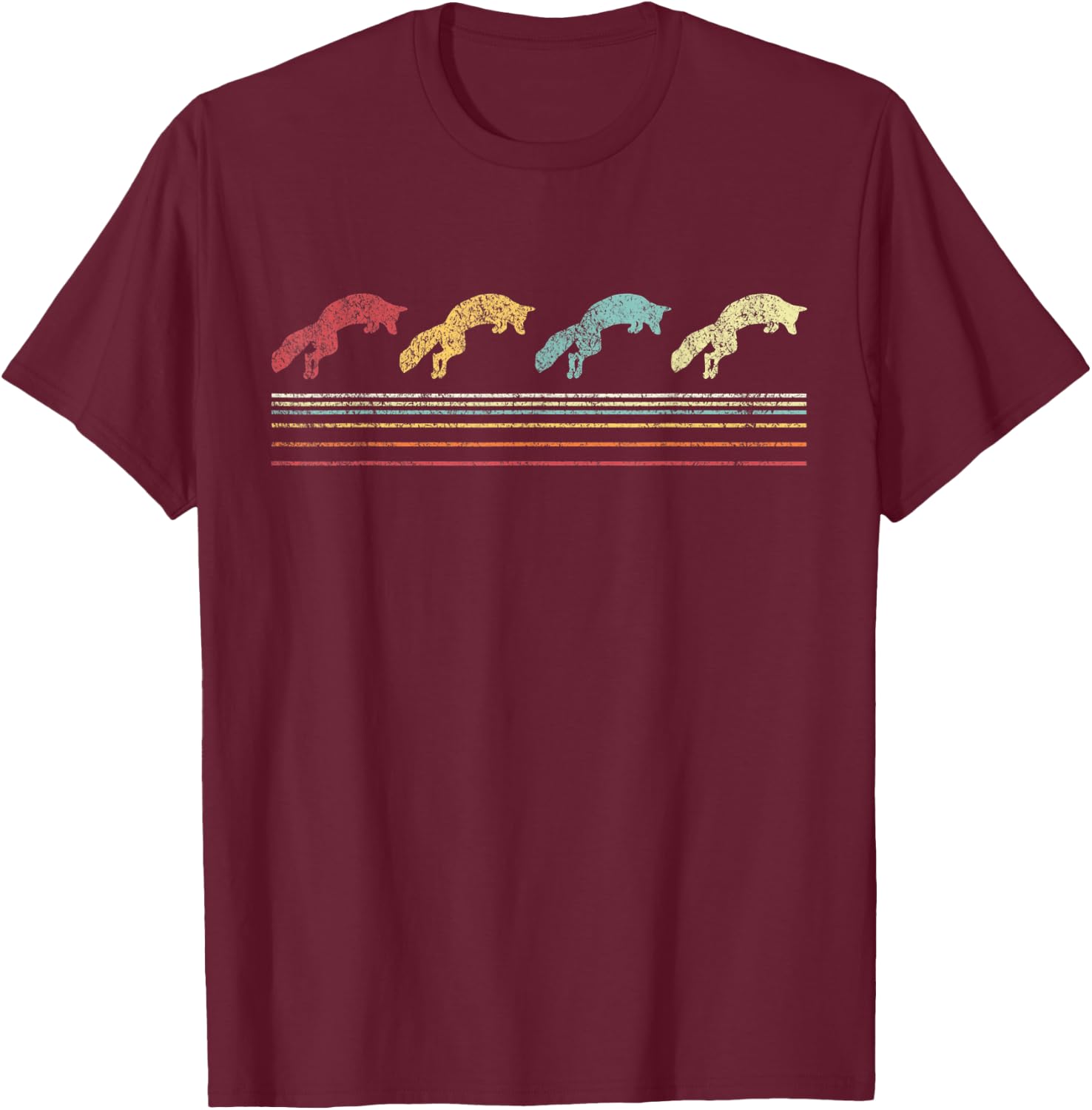 Retro Fox Lover Funny Fox Vintage T-Shirt - T-Shirt | Maroon