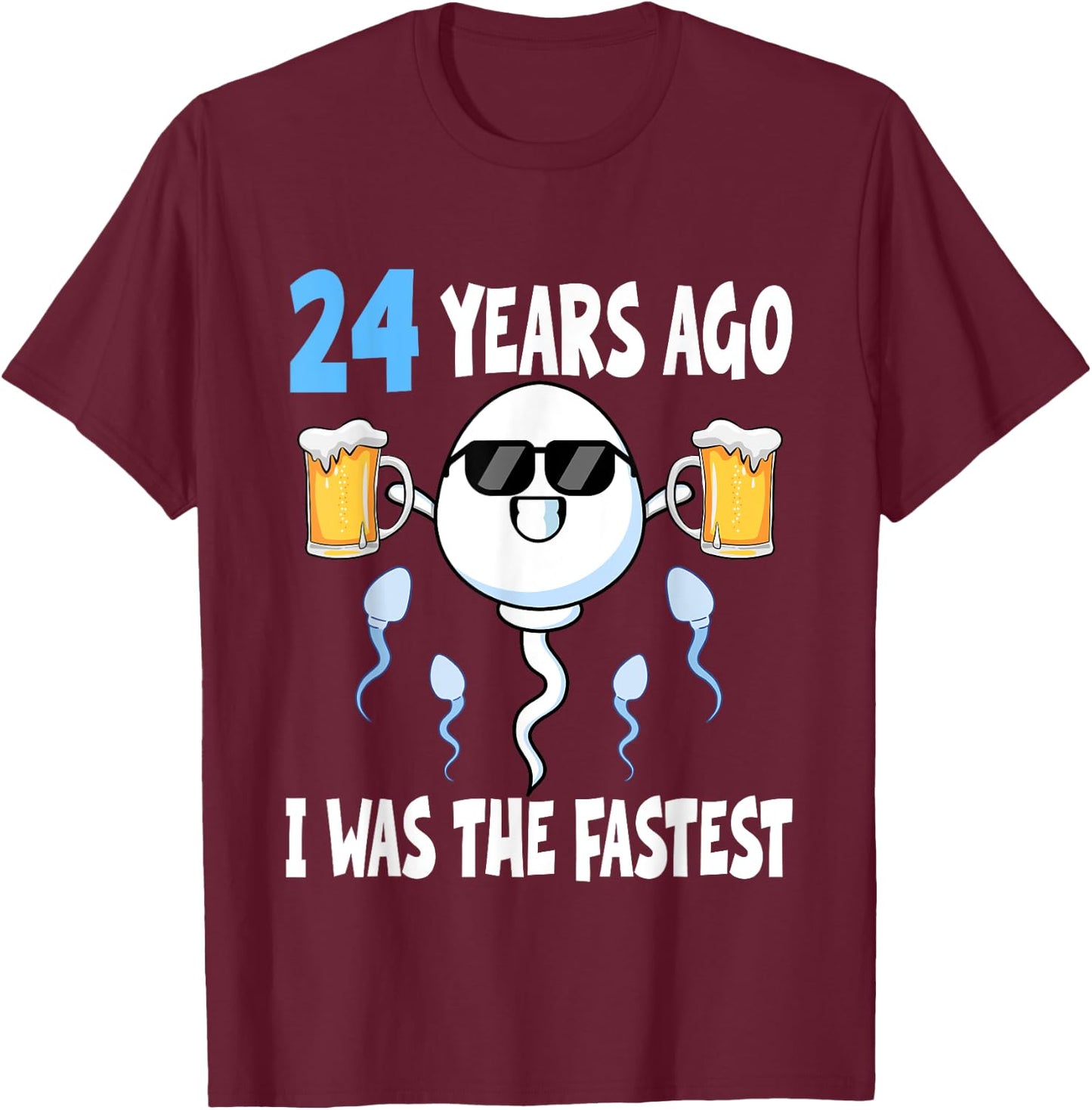 24 Years Ago I Was The Fastest - Birthday Decorations Party T-Shirt - T-Shirt | Maroon