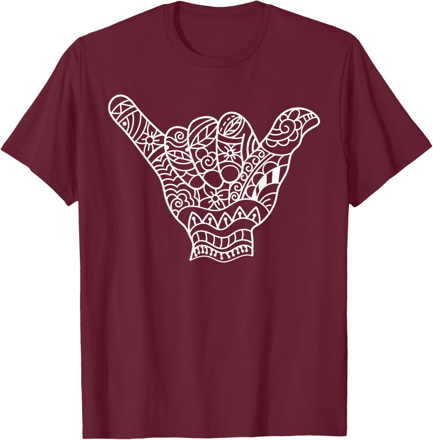 Polynesian Shaka Hand Art Men Women Hawaiian Tribal Tattoo T-Shirt - T-Shirt | Maroon