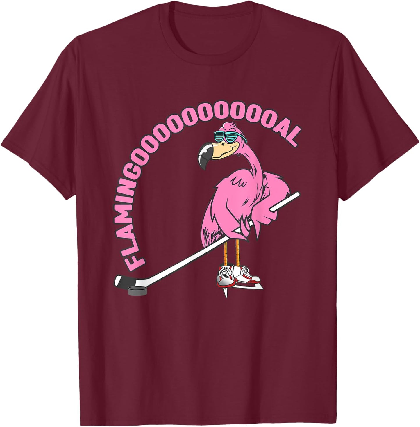 Flamingooooal Flamingo Men or Women Ice Hockey T-Shirt - T-Shirt | Maroon