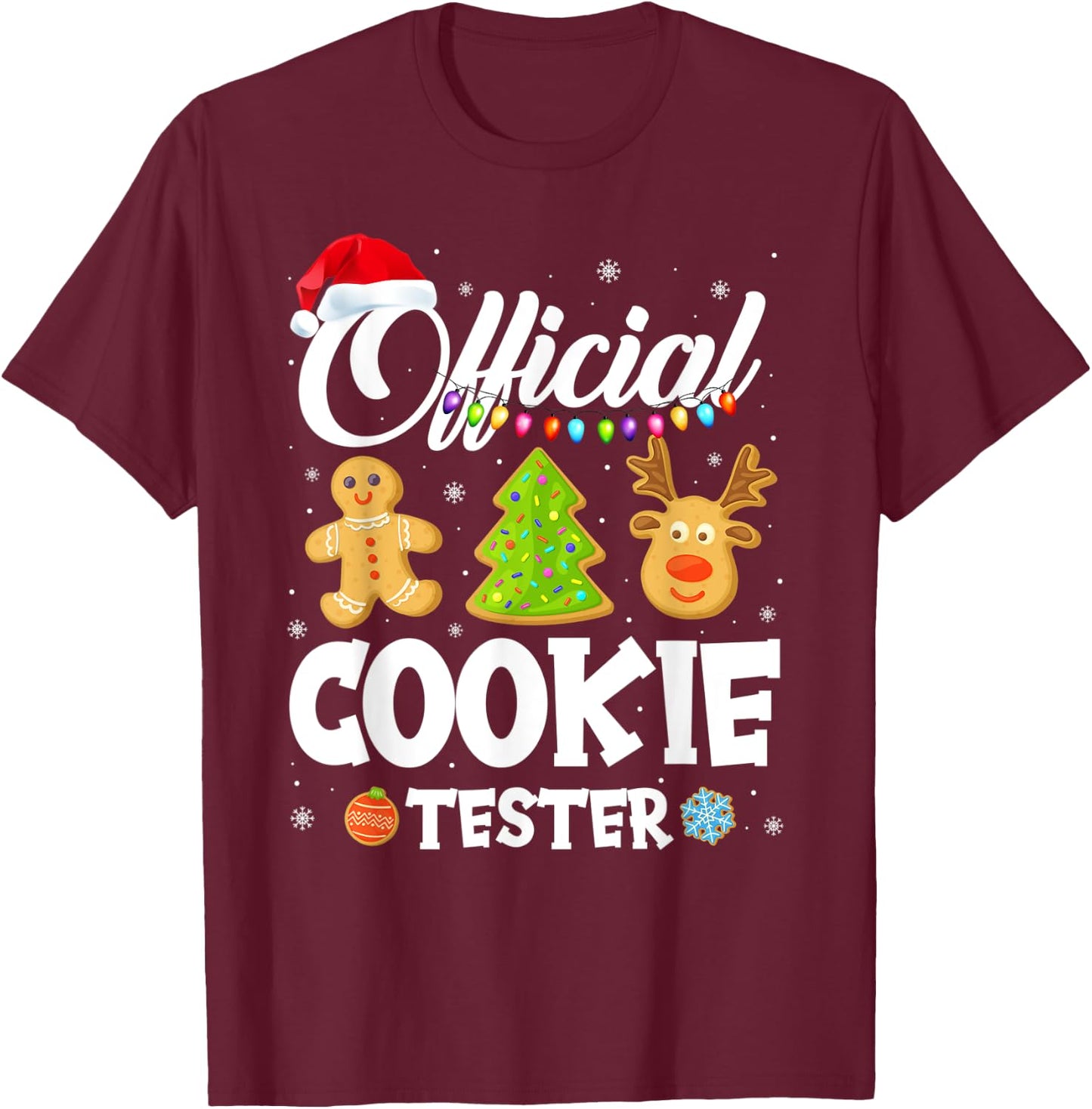 Official Cookie Tester Baking Crew Christmas Matching Family T-Shirt - T-Shirt | Maroon