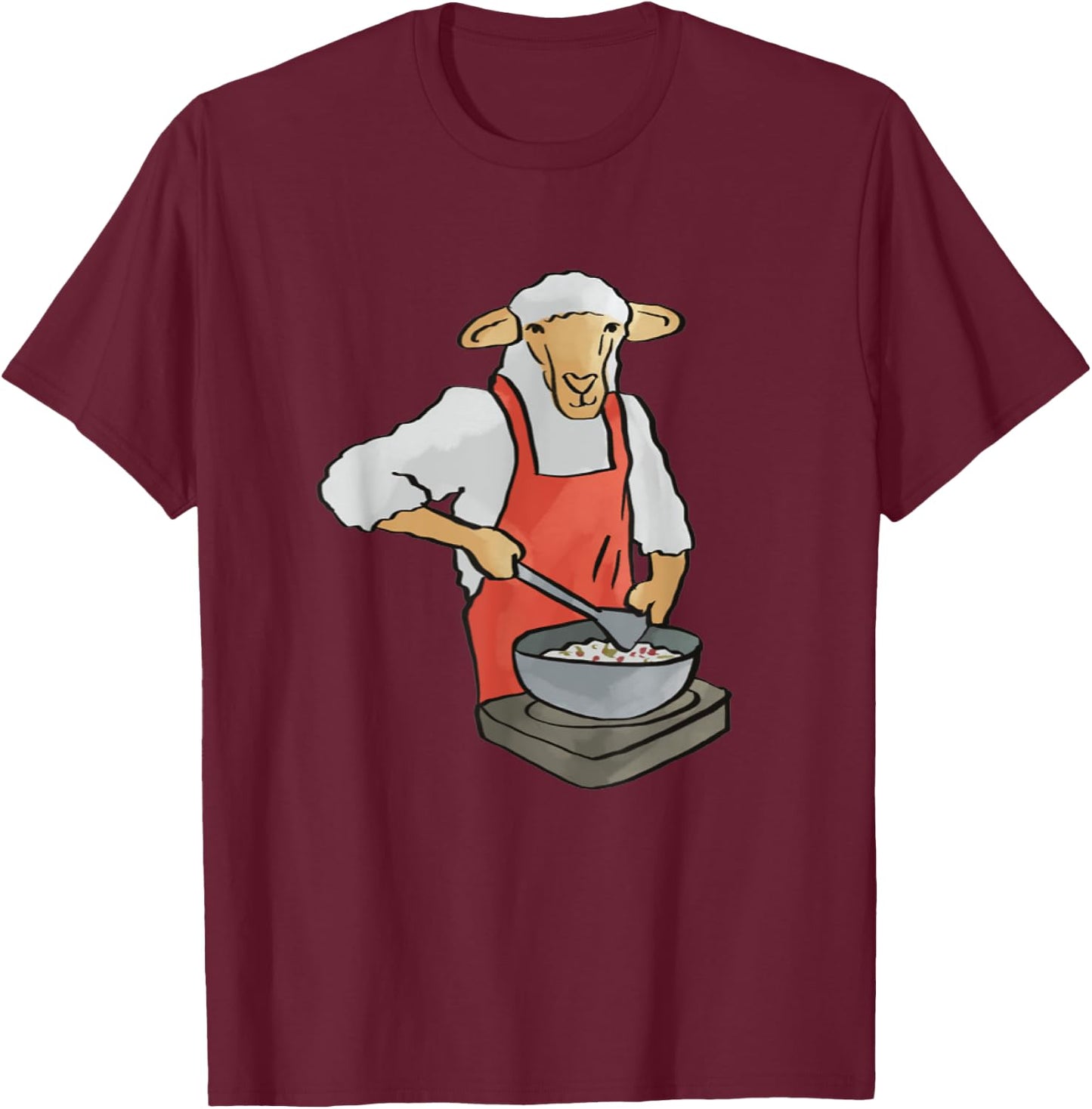 Lamb Cooking Funny Saying Cute Animal T-Shirt - T-Shirt | Maroon