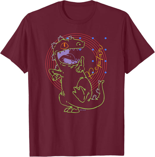 Mademark x Rugrats - Reptar - Retro Outline T-Shirt - T-Shirt | Maroon