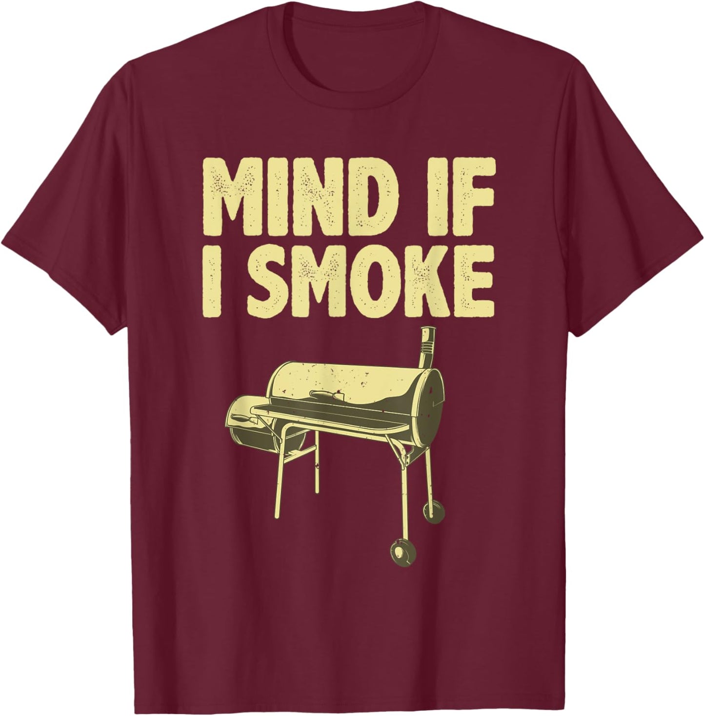 Smoking Dad Grilling Meat BBQ Smoker Food Griller T-Shirt - T-Shirt | Maroon