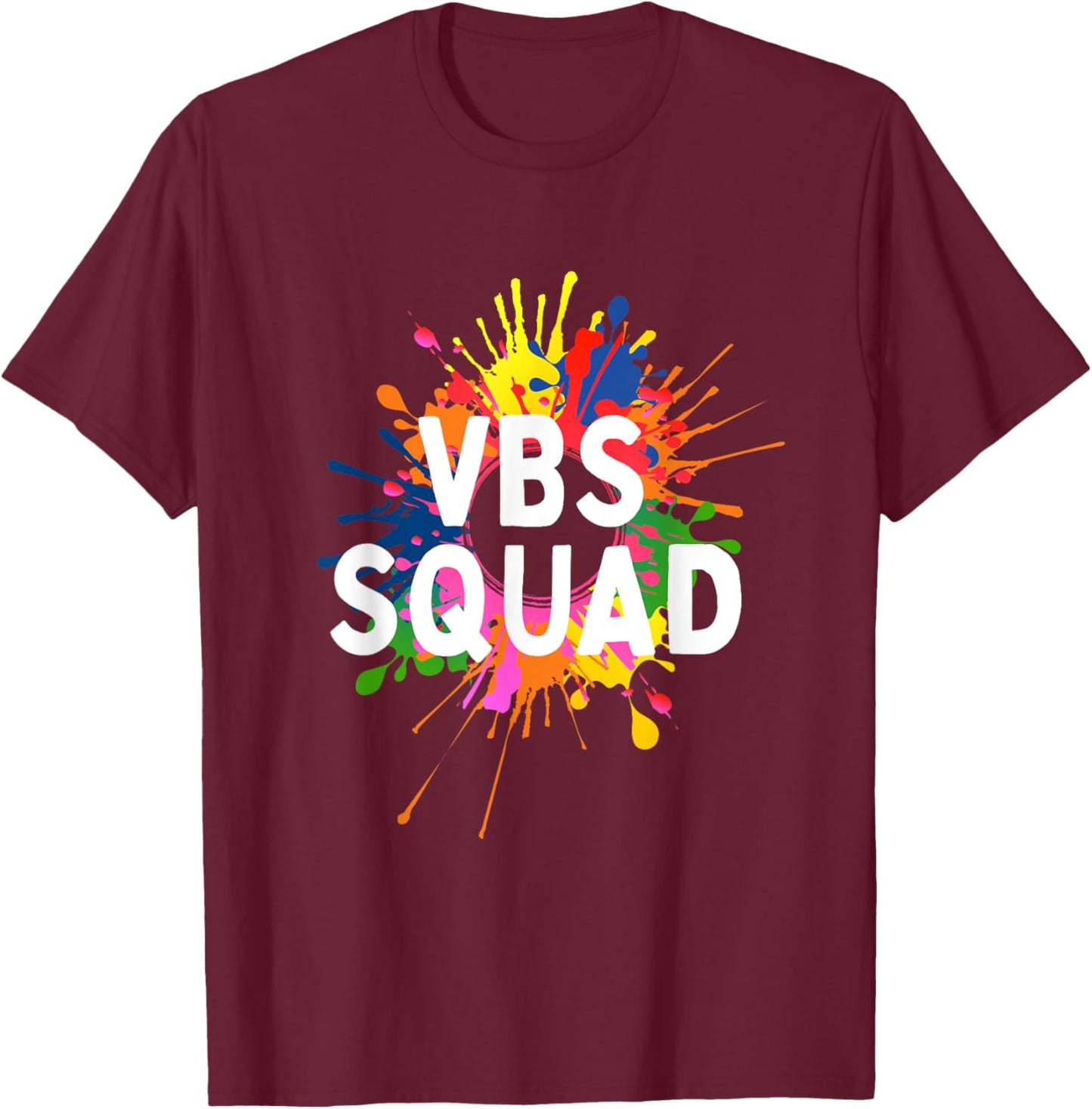 I Love VBS 2025 Squad Vacation Bible School Paint Splatter T-Shirt - T-Shirt | Maroon