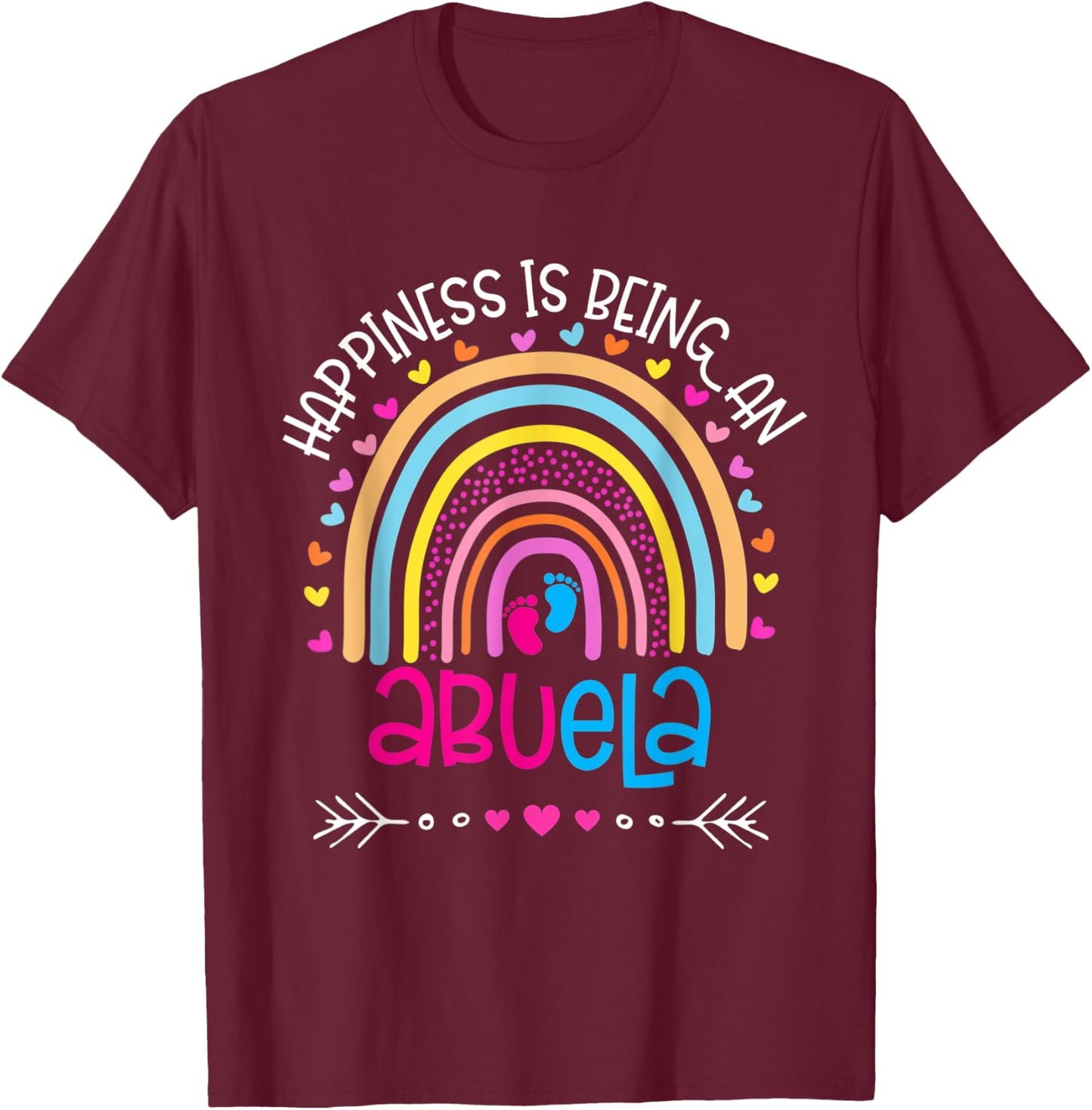 Happiness is being an abuela Rainbow mother's day 2022 T-Shirt - T-Shirt | Maroon