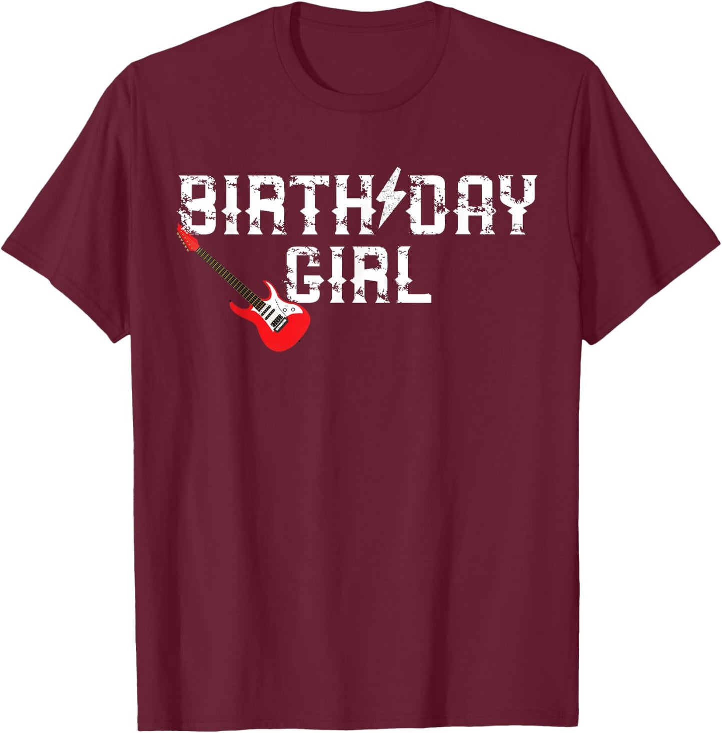 Rockin One Birthday Girl Family Matching Rock Guitar T-Shirt - T-Shirt | Maroon