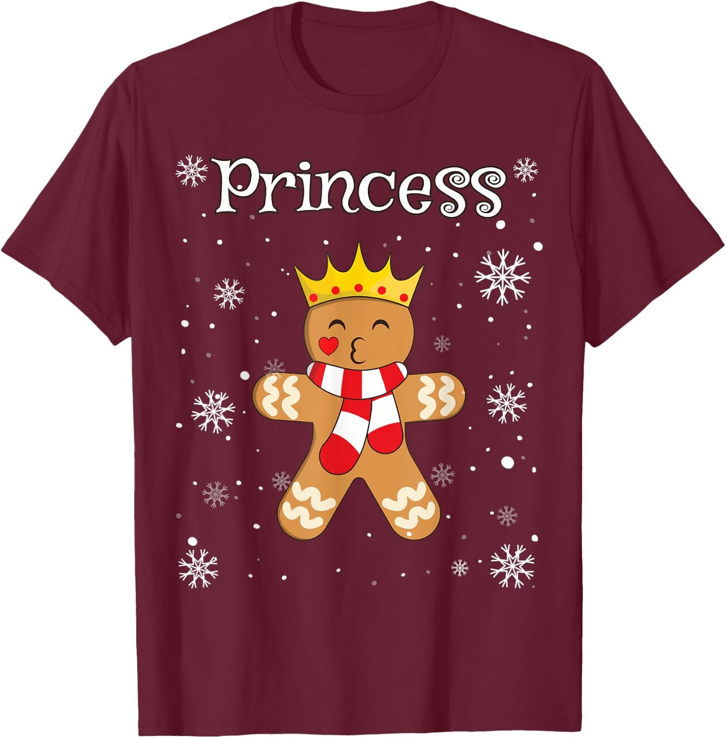 Princess Gingerbread Shirt Girls Funny Christmas Matching T-Shirt - T-Shirt | Maroon