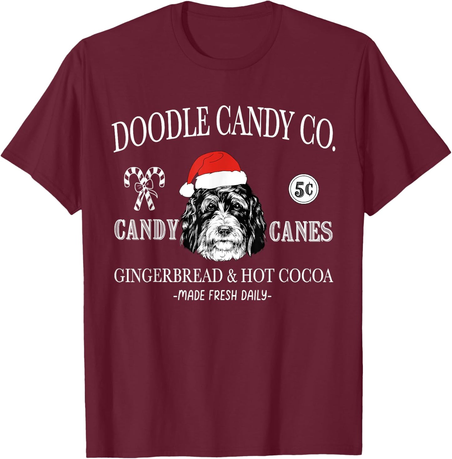 Funny Santa Bernedoodle Doodle Mom Christmas Vintage Holiday T-Shirt - T-Shirt | Maroon