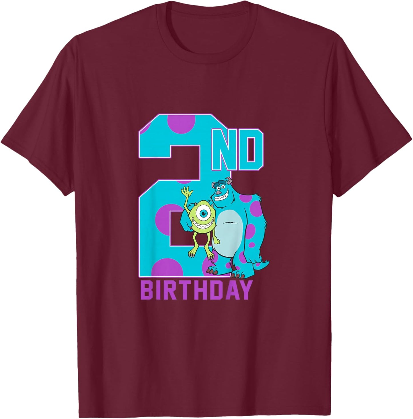 Kids Disney Pixar Monsters University Mike & Sully 2nd Birthday T-Shirt - T-Shirt | Maroon