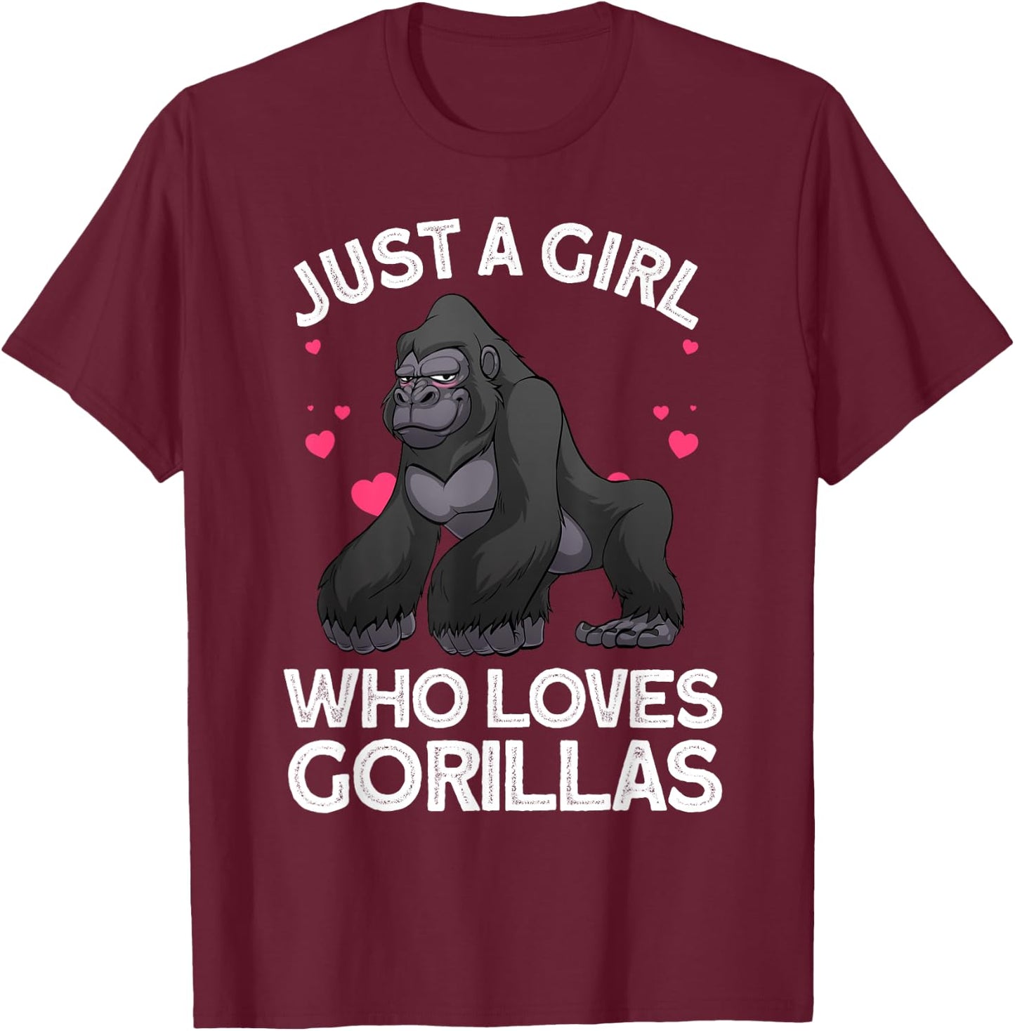 Funny Gorilla Design For Girls Kids Women Gorilla Ape Lover T-Shirt - T-Shirt | Maroon