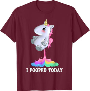 I Pooped Today Shirt With Funny Unicorn T-Shirt - T-Shirt | Maroon