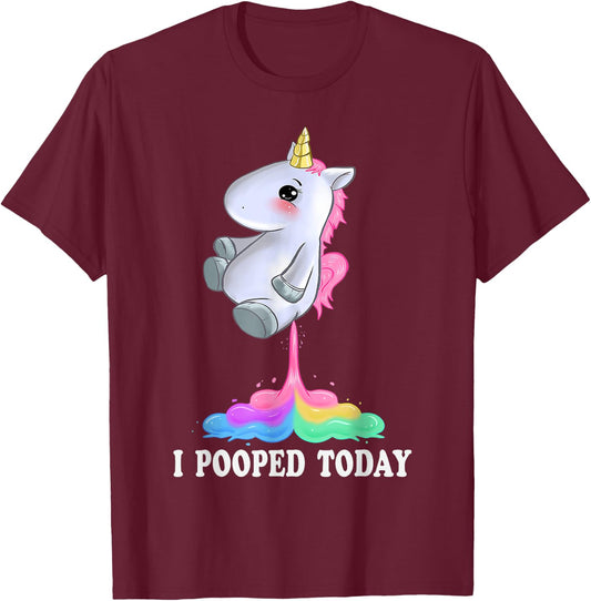 I Pooped Today Shirt With Funny Unicorn T-Shirt - T-Shirt | Maroon