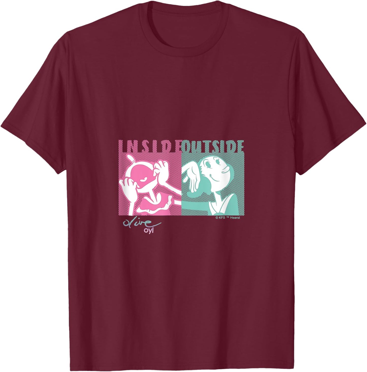 Olive Oyl's Express Yourself Collection "Outside Inside" T-Shirt - T-Shirt | Maroon
