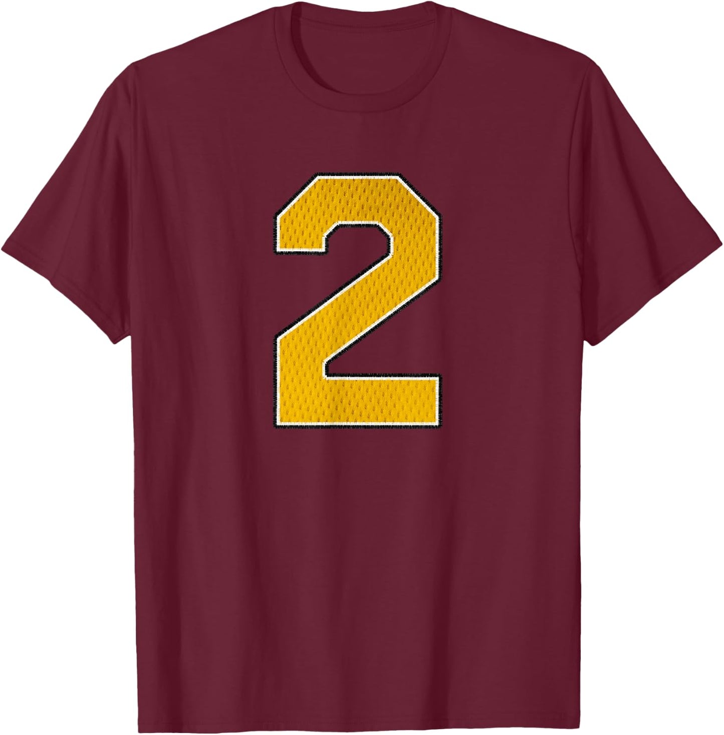 Gold Number 2 Athlete Sports Jersey Supporter Fanwear T-Shirt - T-Shirt | Maroon