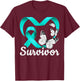 Sexual Assault Survivor, teal heart, butterflies T-Shirt - T-Shirt | Maroon
