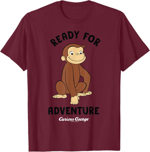 Curious George Ready for Adventure George Smiling T-Shirt - T-Shirt | Maroon