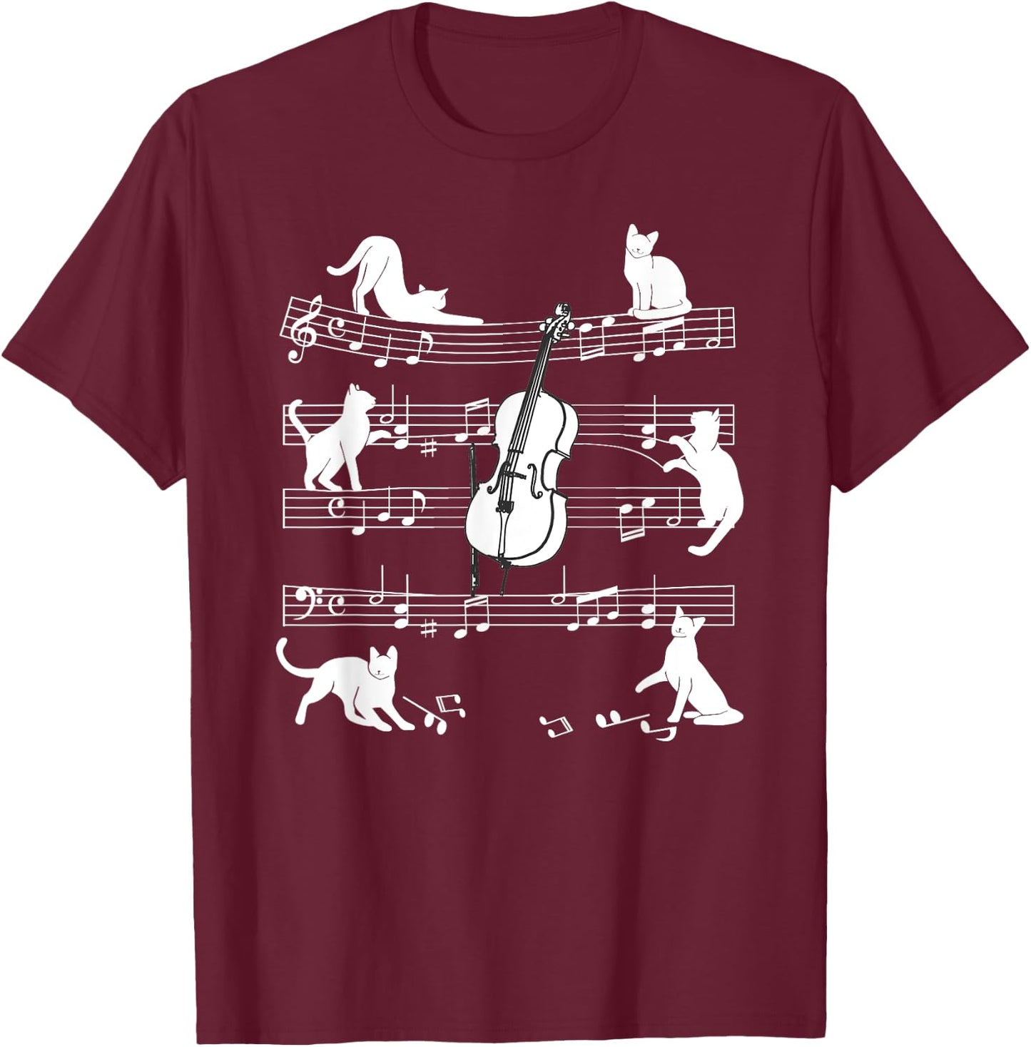 Cellist Cats for Cat loving Cello player T-Shirt - T-Shirt | Maroon