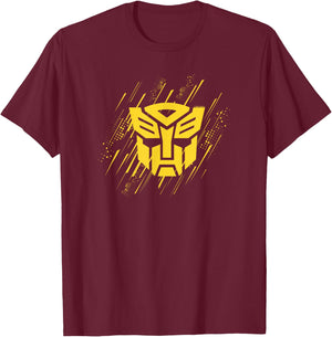 Transformers Autobots Iconic Yellow Lined Logo T-Shirt - T-Shirt | Maroon