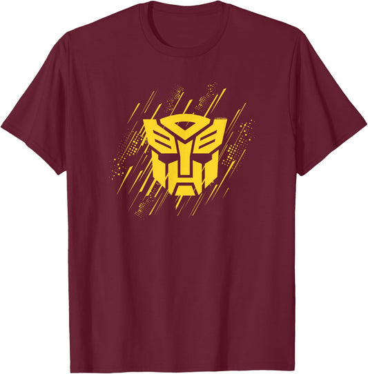 Transformers Autobots Iconic Yellow Lined Logo T-Shirt - T-Shirt | Maroon