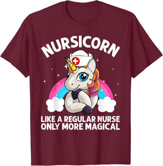 Cool Nurse Women Unicorn Medical Nurses RN Nursing T-Shirt - T-Shirt | Maroon