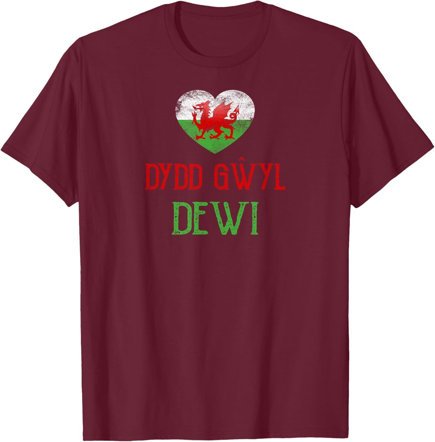 Dydd Gwyl Dewi St Davids Day Cymru Dragon Kids Top T-Shirt - T-Shirt | Maroon