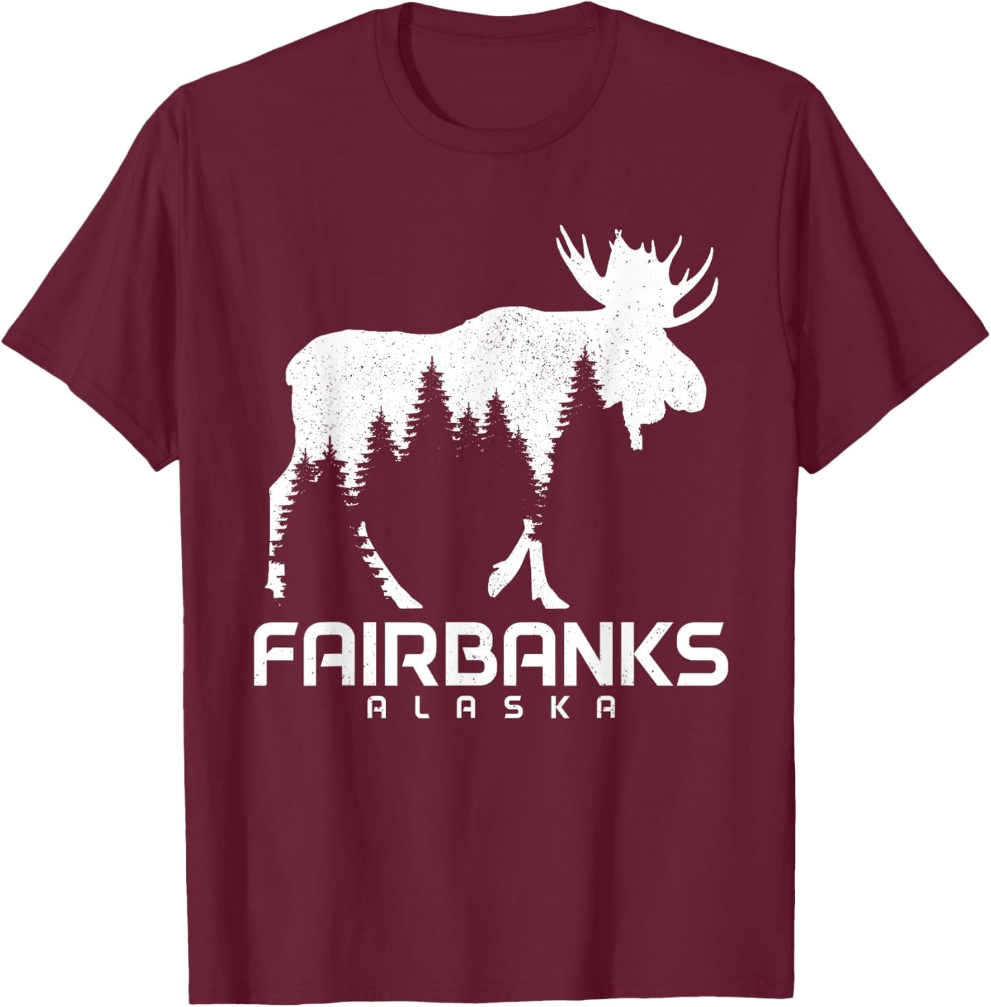 Fairbanks Alaska Vintage Pride Souvenir Moose Nature T-Shirt - T-Shirt | Maroon