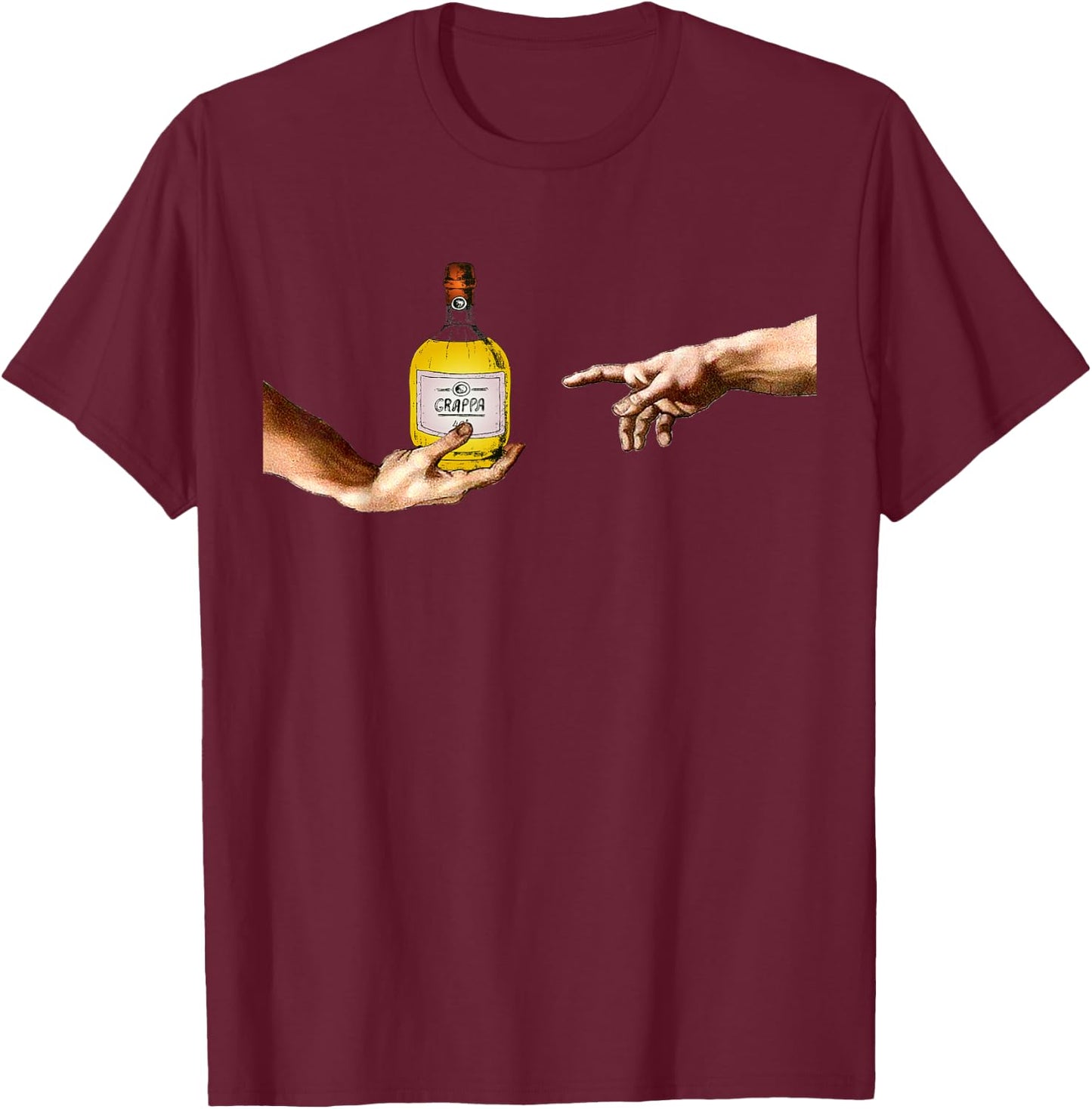 Grappa Michelangelo Sistine Chapel Ceiling Fresco Fresco T-Shirt - T-Shirt | Maroon