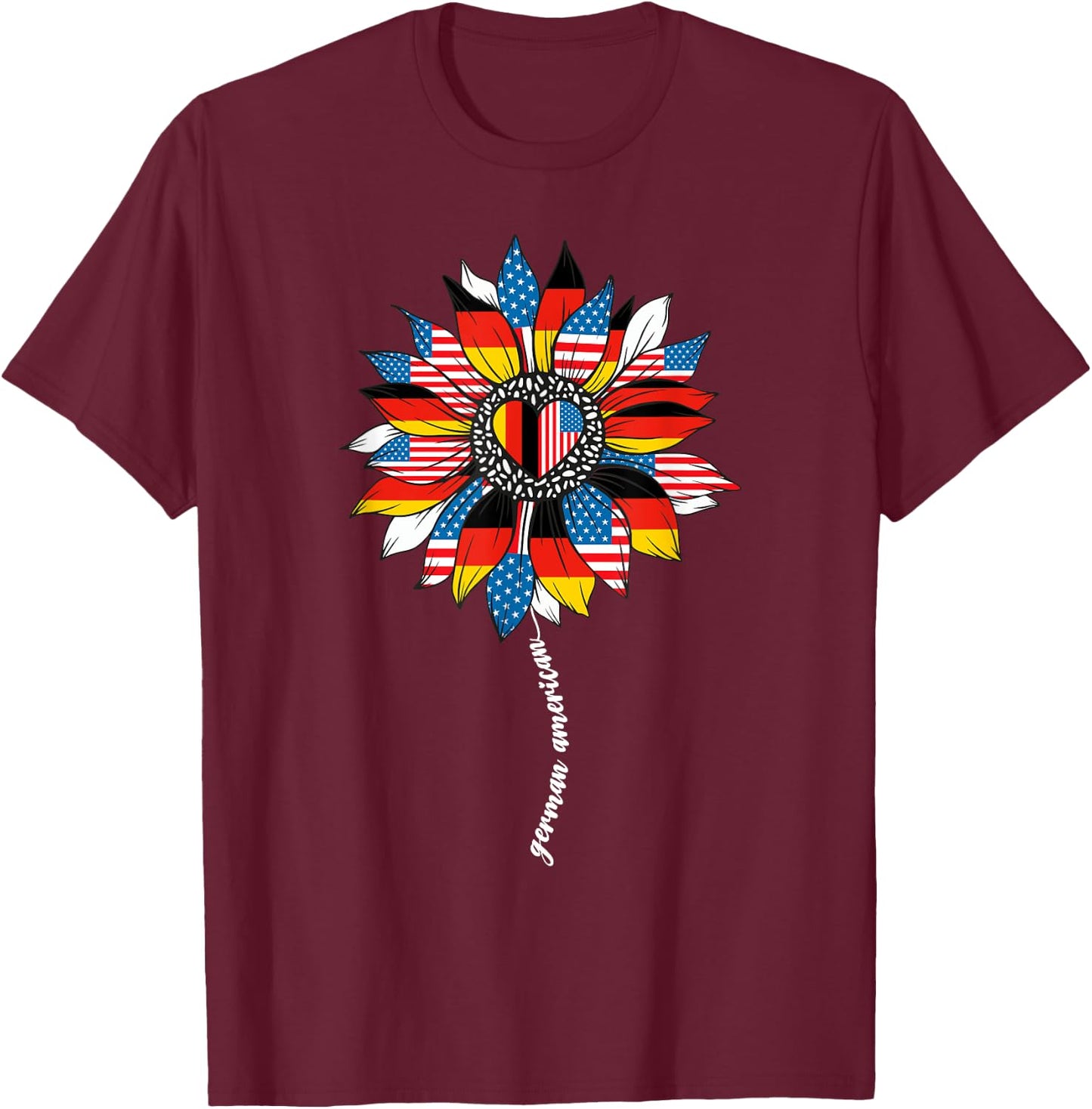 Half German And American Germany Usa Flag Girl Deutschland T-Shirt - T-Shirt | Maroon