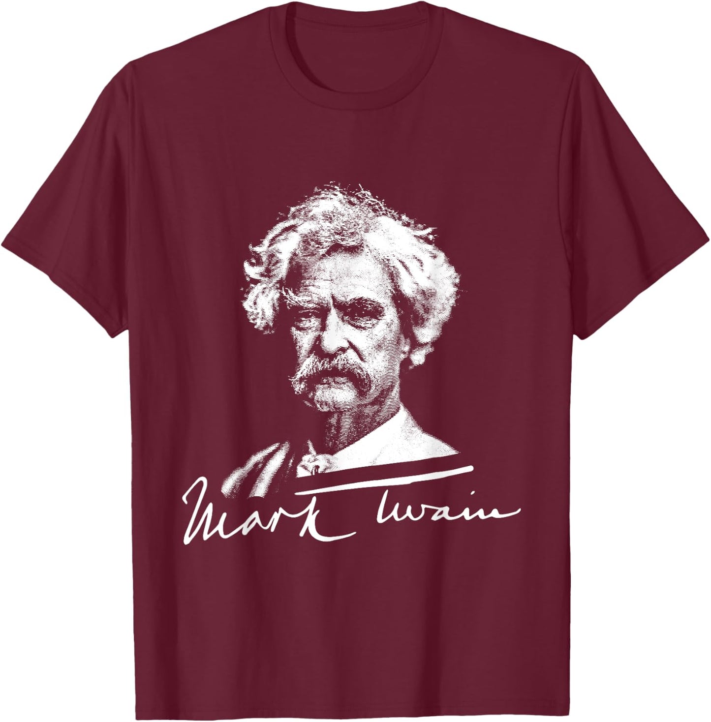 Mark Twain Old Gentleman Vintage Art T-Shirt - T-Shirt | Maroon