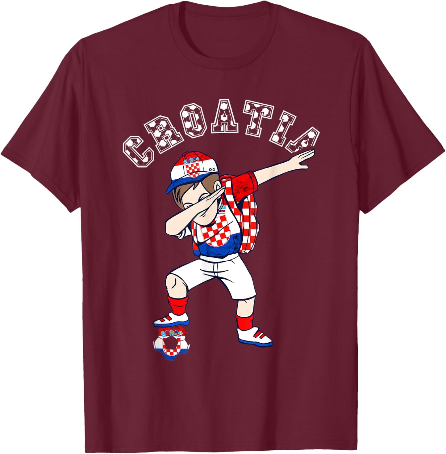 Croatian Soccer Team Dabbing Boy Croatia Croatian Pride T-Shirt - T-Shirt | Maroon
