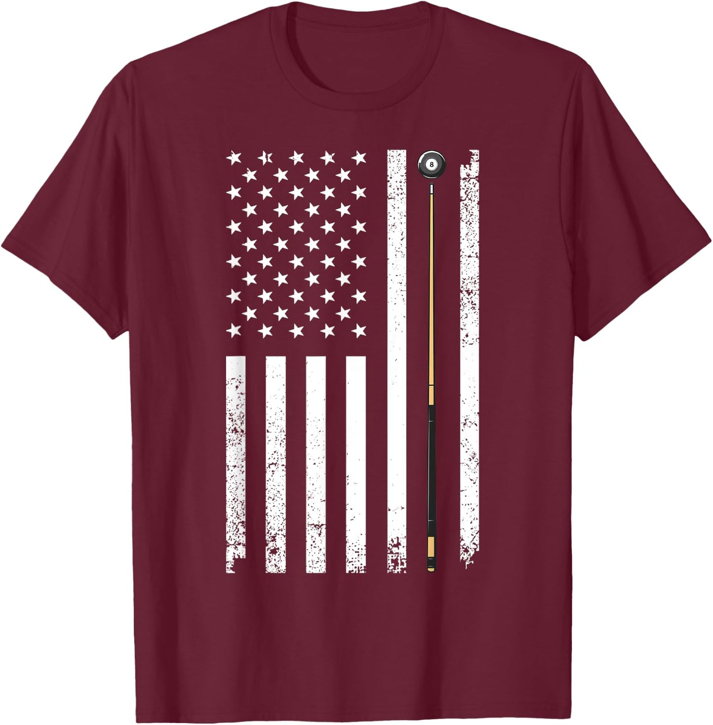 Funny US Flag Billiards Design Women Billiard Player T-Shirt - T-Shirt | Maroon