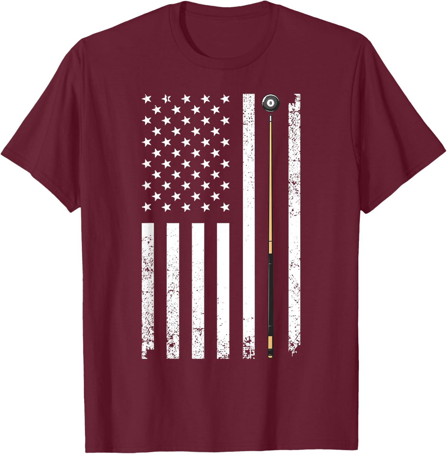 Funny US Flag Billiards Design Women Billiard Player T-Shirt - T-Shirt | Maroon