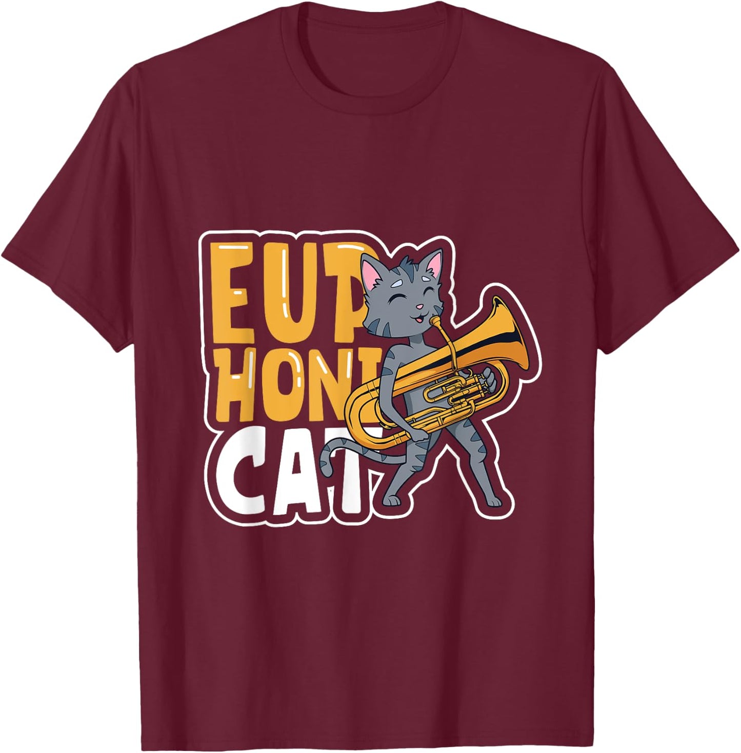 Euphonicat - Cat with euphonium T-Shirt - T-Shirt | Maroon