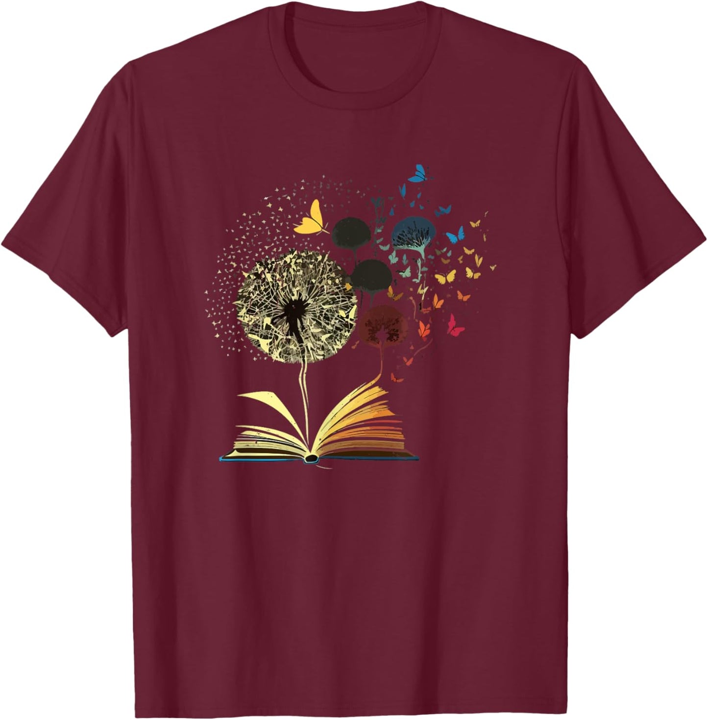 Dandelion Book Funny Bookworm Reading Lovers Nerd Geek Humor T-Shirt - T-Shirt | Maroon