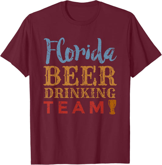 Florida Beer Drinking Team Vintage Style T-Shirt - T-Shirt | Maroon