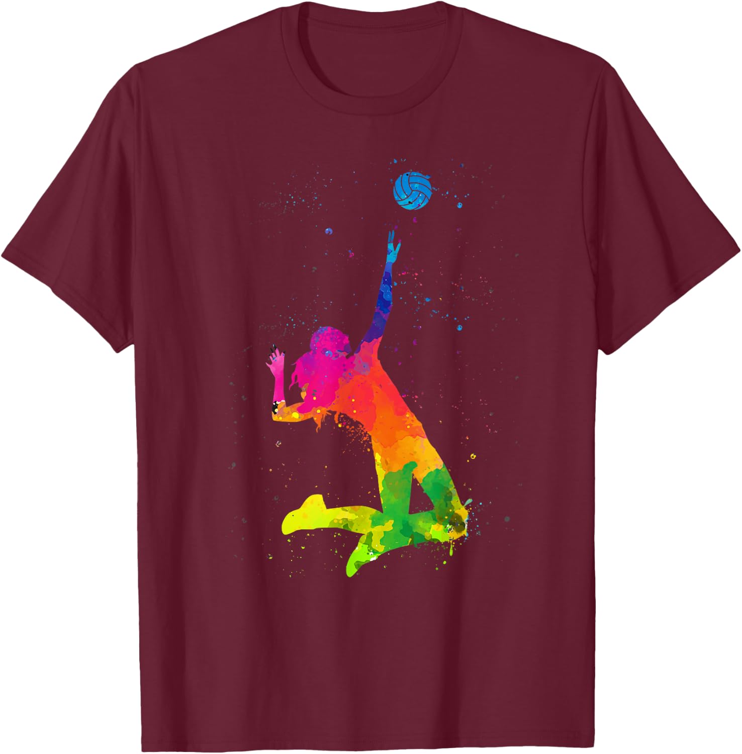 Funny Volleyball Art Men Boy Girl Volleyball Lover T-Shirt - T-Shirt | Maroon