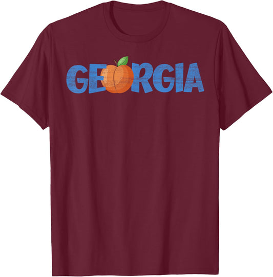 Georgia Peach Georgia US State Family Vacation Camping T-Shirt - T-Shirt | Maroon